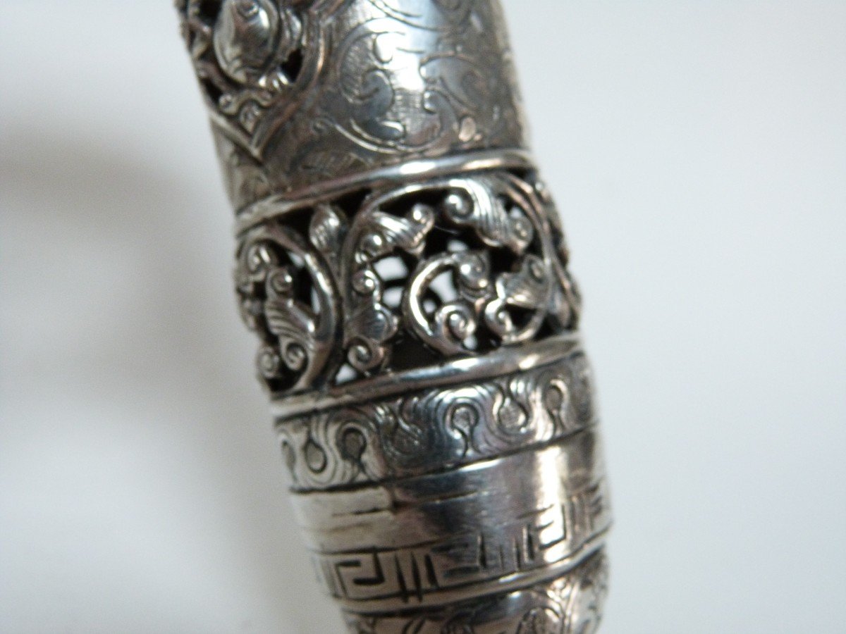  Etui A Meguila Esther En Argent Massif  Moyen Orient Judaica-photo-6