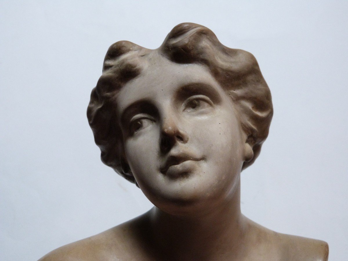 E. Tell Pour Goldscheider Buste De Femme Art Nouveau Allégorie De La Musique-photo-1