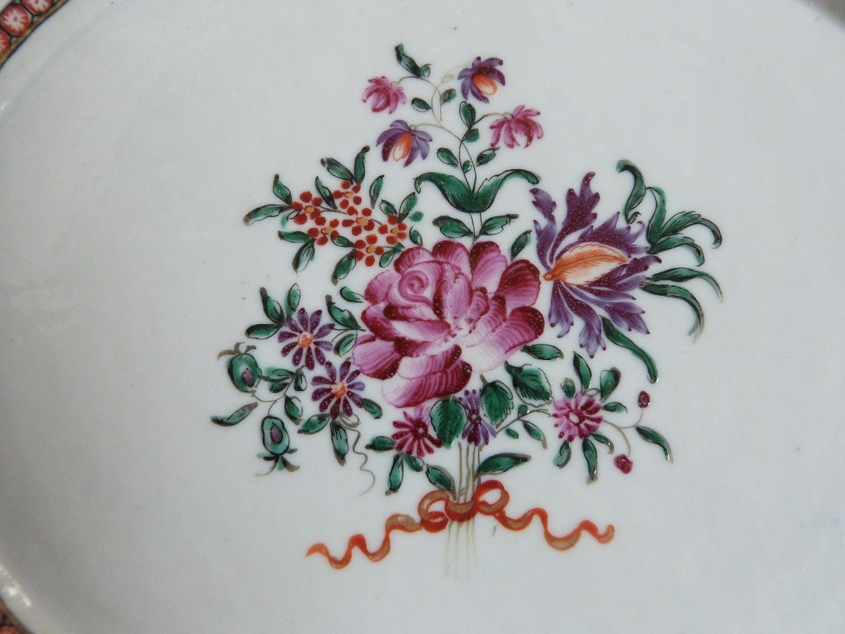 18th Century Chinese Porcelain Basket Compagnie Des Indes Famille Rose-photo-1