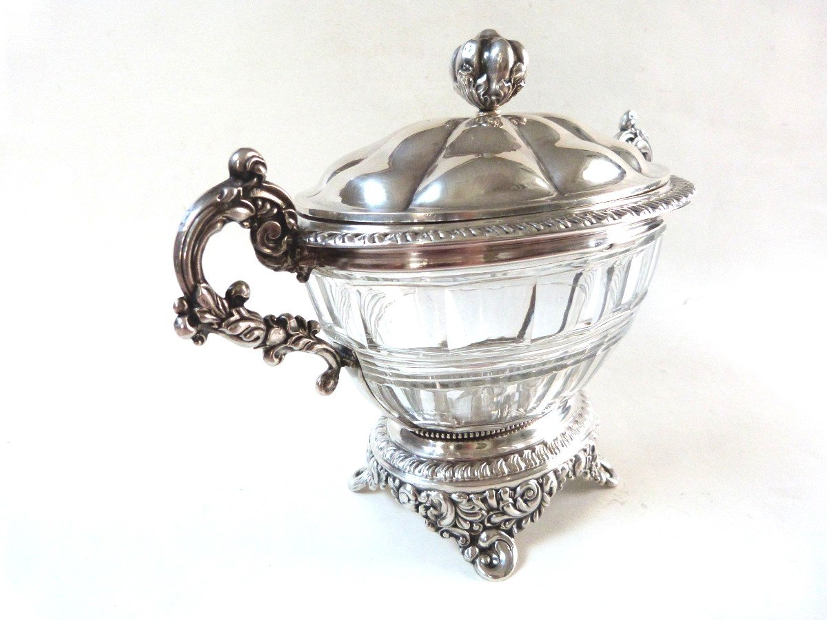 Solid Silver And Crystal Drageoir Restoration Period 1840 Veyrat Goldsmith Paris-photo-2