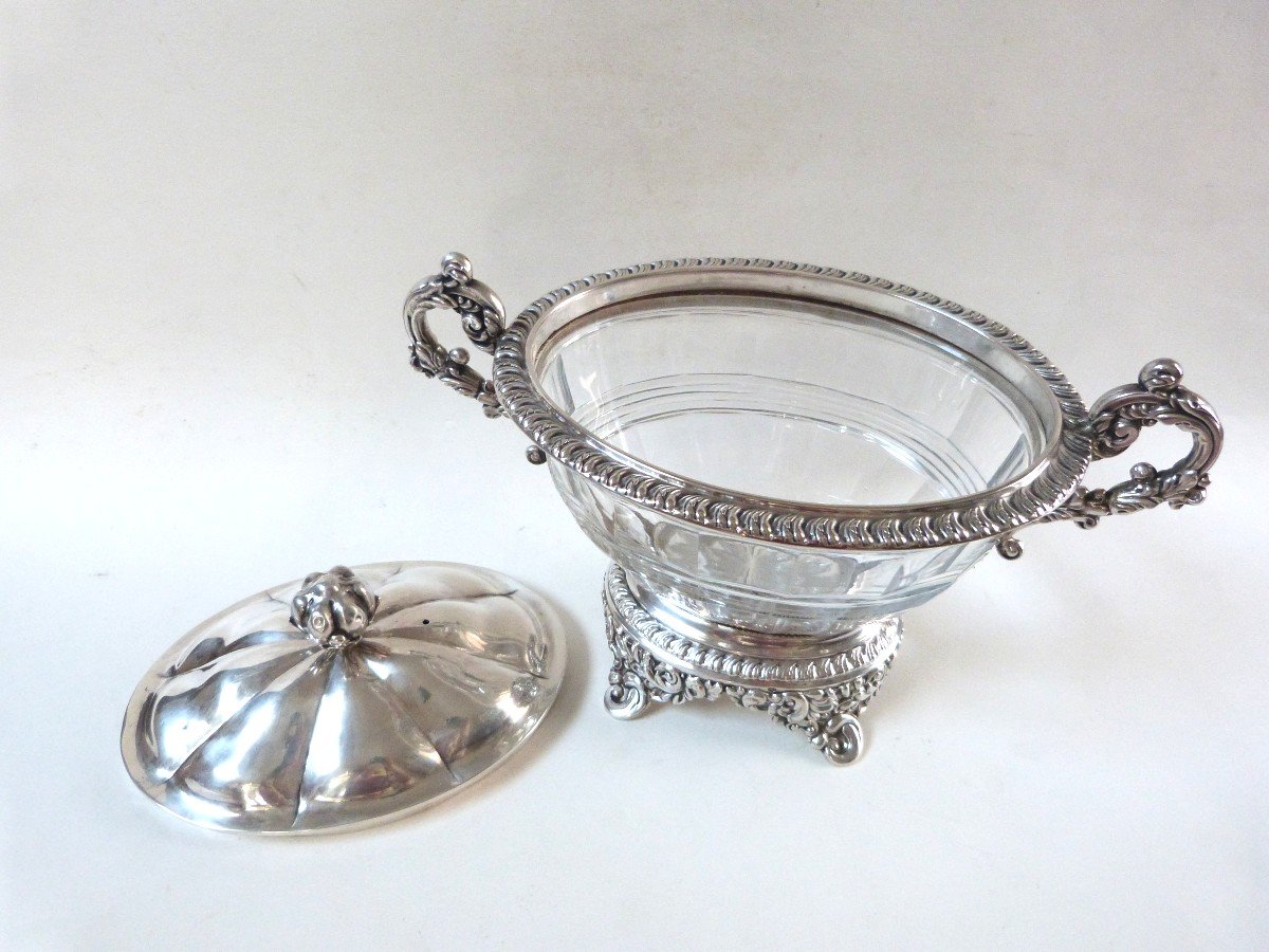 Solid Silver And Crystal Drageoir Restoration Period 1840 Veyrat Goldsmith Paris-photo-4