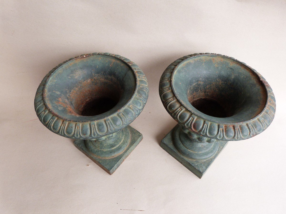 Paire De Vases Médicis Fonte De Fer XIXeme Ornement De Jardin -photo-4