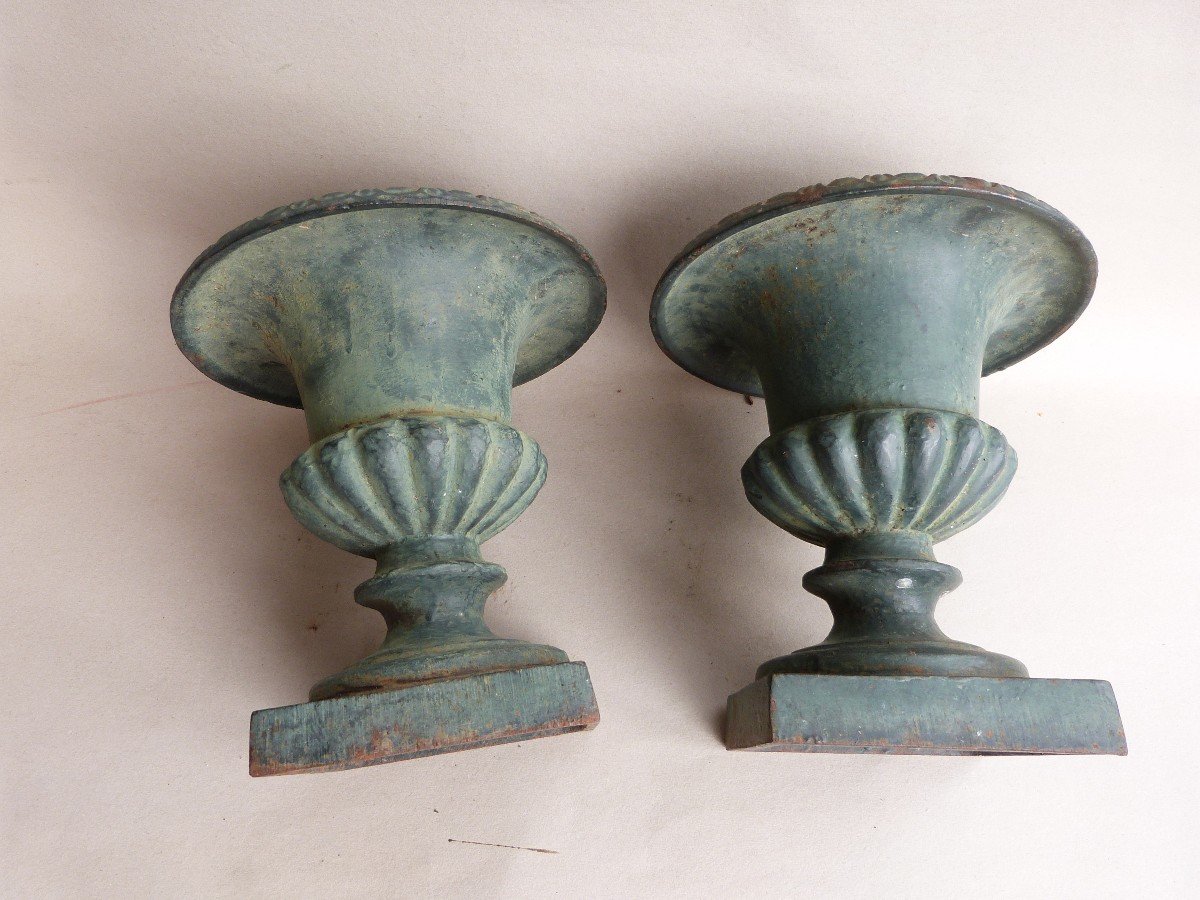 Paire De Vases Médicis Fonte De Fer XIXeme Ornement De Jardin -photo-4