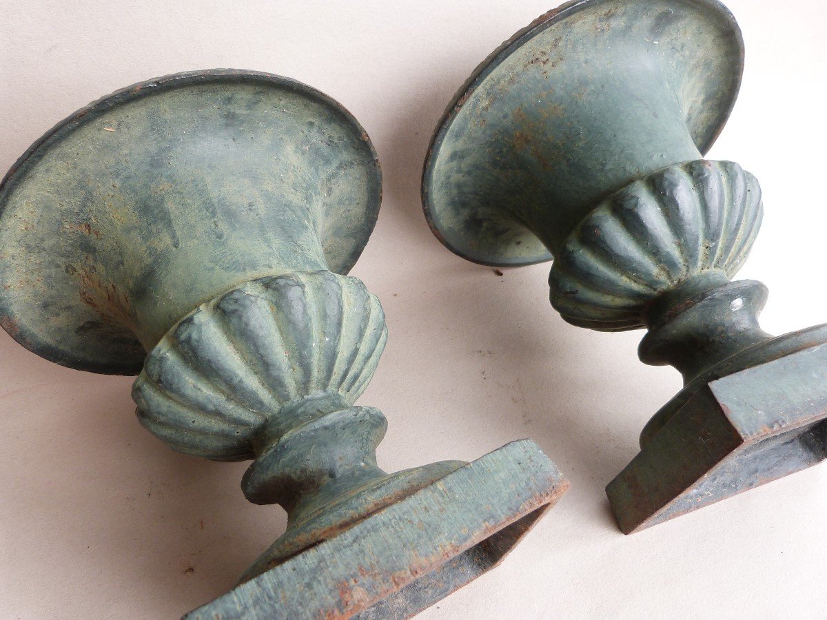 Paire De Vases Médicis Fonte De Fer XIXeme Ornement De Jardin -photo-5