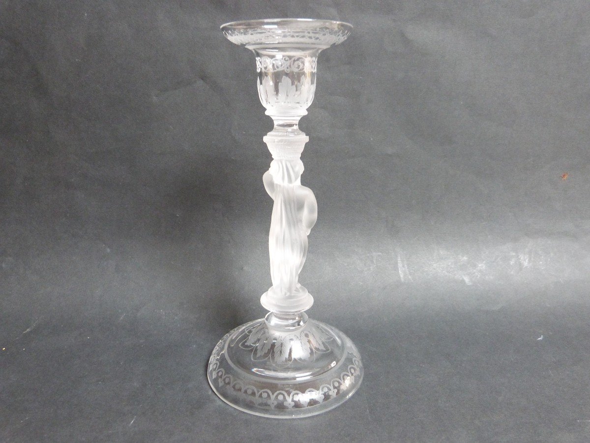 Crystal Candle Holder Attributed To Baccarat Mid-19th Century Rare Model-photo-3