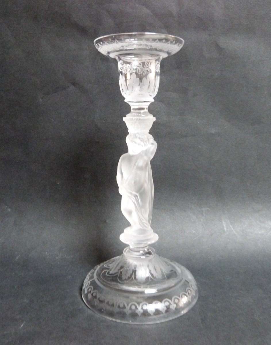 Crystal Candle Holder Attributed To Baccarat Mid-19th Century Rare Model