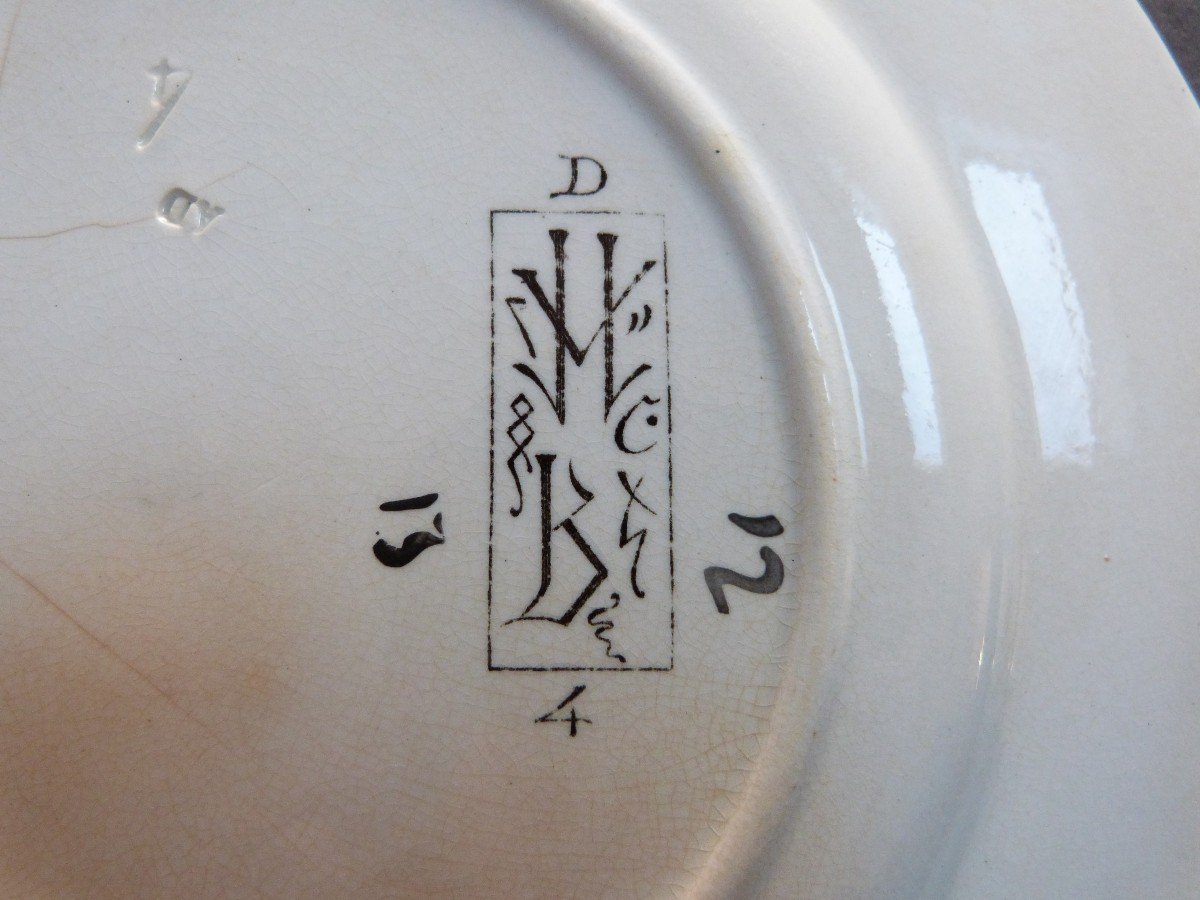  Bordeaux Vieillard And Eugène Millet Enamel Plate Japanese Decor Large Birds-photo-2