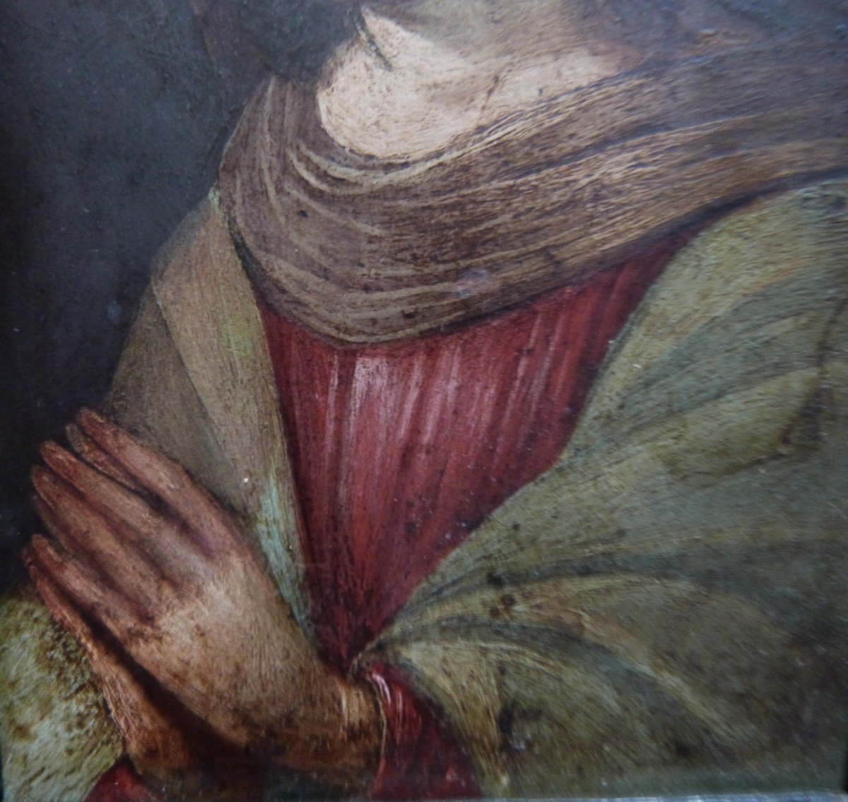 Huile Sur Cuivre Portrait De Vierge Ou De Sainte En Prière XVIIeme-photo-3