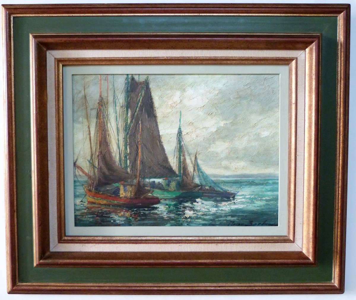 Pierre Bogdanoff Huile Sur Panneau Bretagne Marine Douarnenez voiliers 