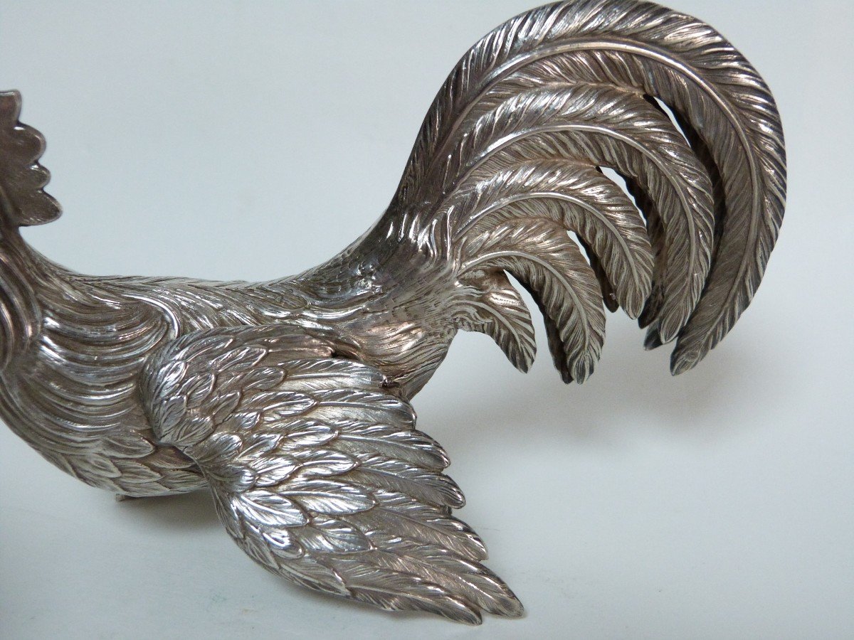 Ornamental Roosters In Solid Silver Spain First Half Of The 20th Century -photo-3