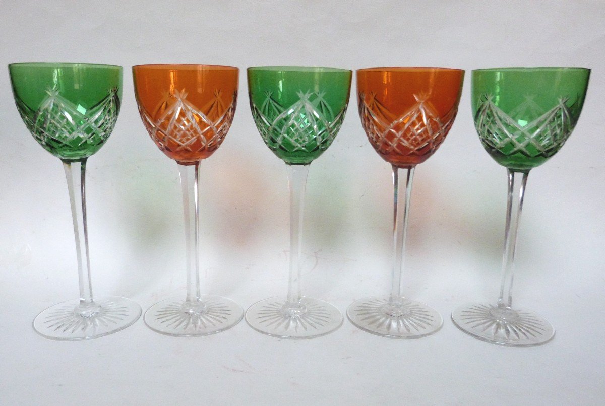 Baccarat Ensemble De 10 Verres Roemer Cristal Doublé Couleur Début XXeme-photo-3