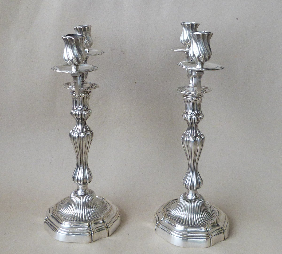 Rare Pair Of Louis XV Period King's Model Candelabras -photo-3