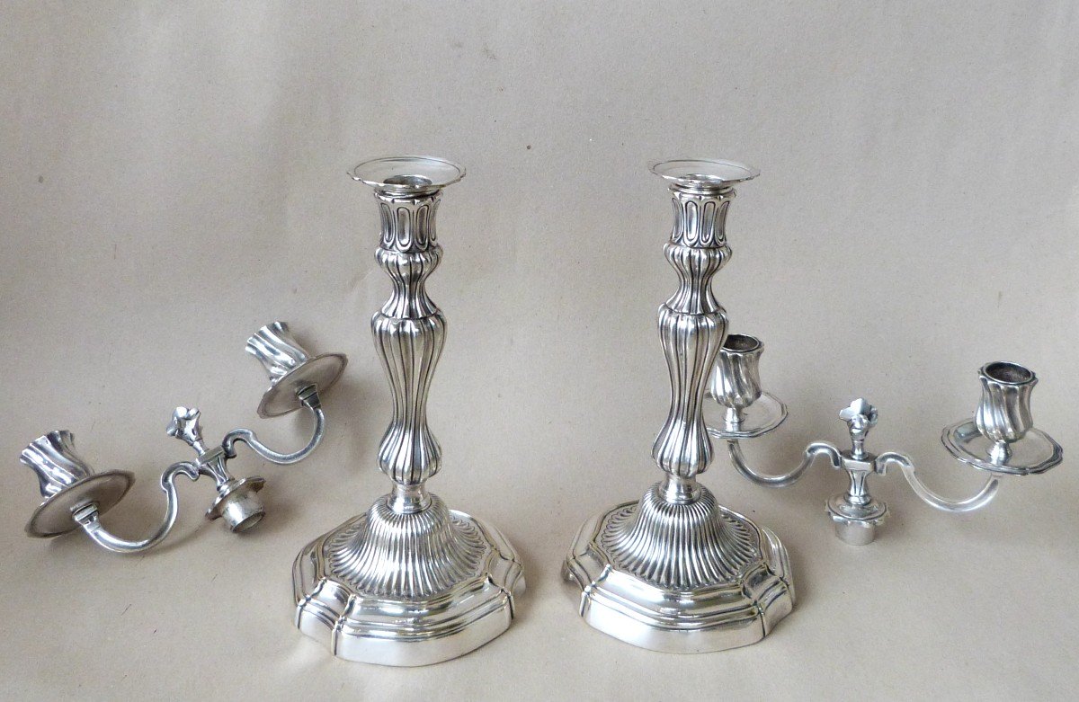 Rare Pair Of Louis XV Period King's Model Candelabras -photo-4