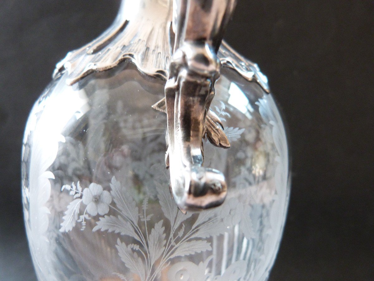 Ewer In Solid Silver And Cut And Engraved Crystal, Paris, Early 20th Century-photo-5