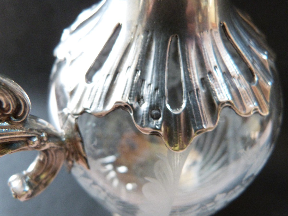 Ewer In Solid Silver And Cut And Engraved Crystal, Paris, Early 20th Century-photo-7