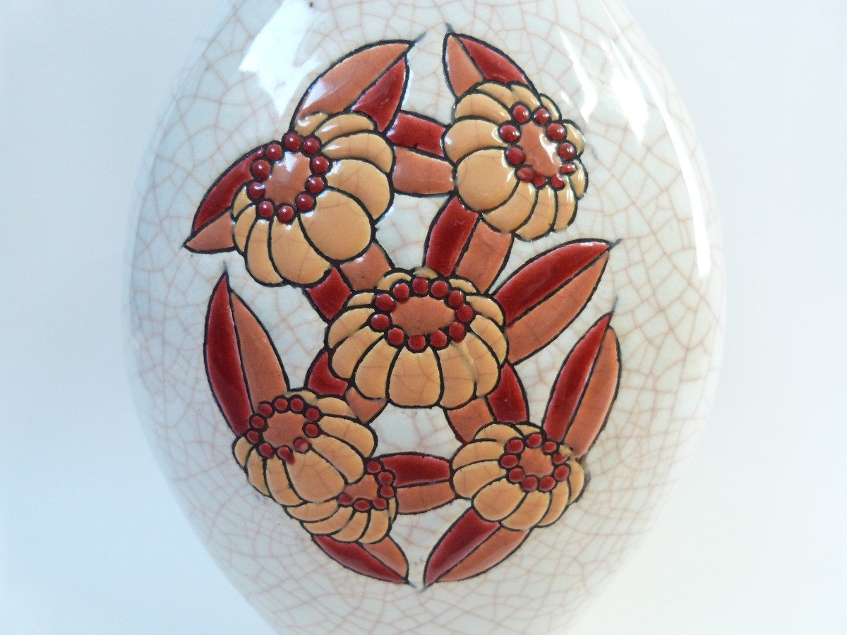 Emaux De Longwy Art Deco Ceramic Vase Circa 1930 -photo-2