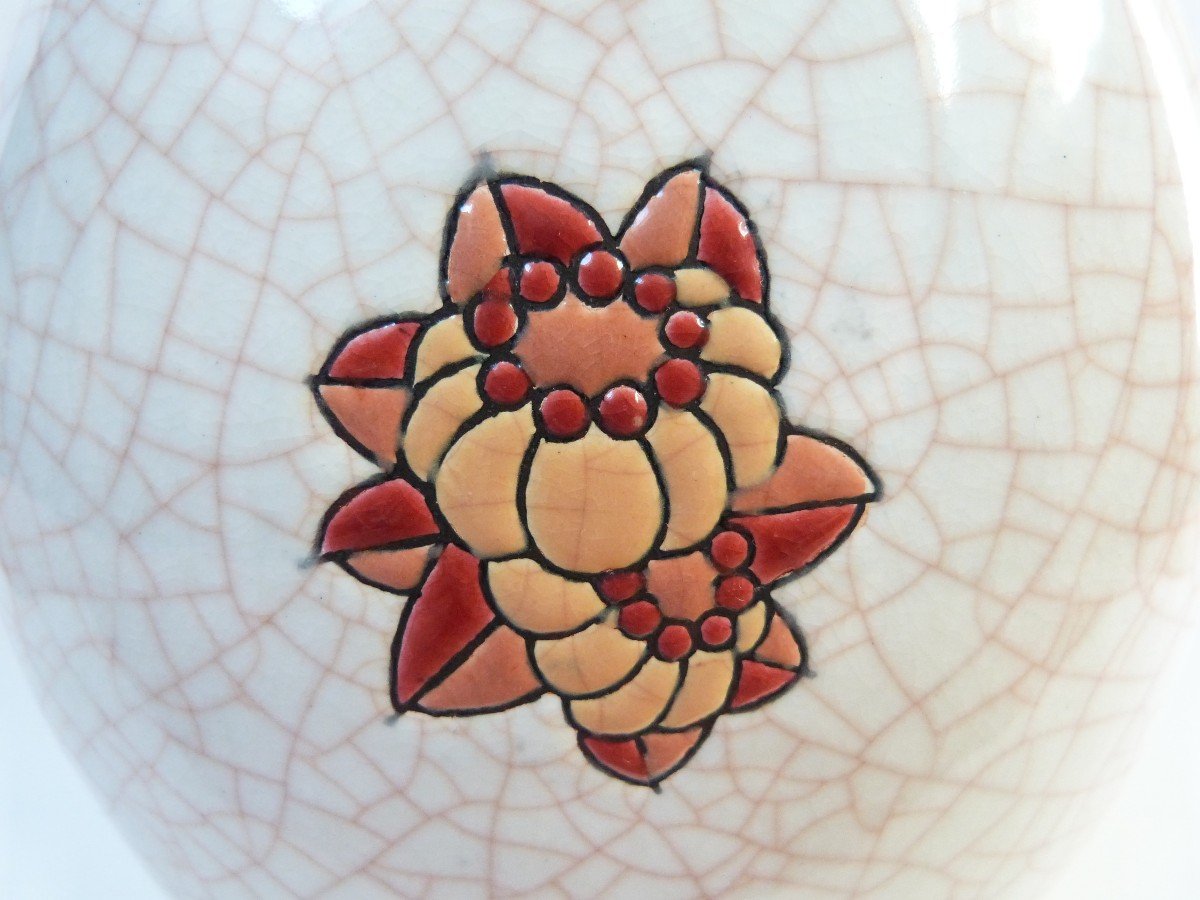 Emaux De Longwy Art Deco Ceramic Vase Circa 1930 -photo-3