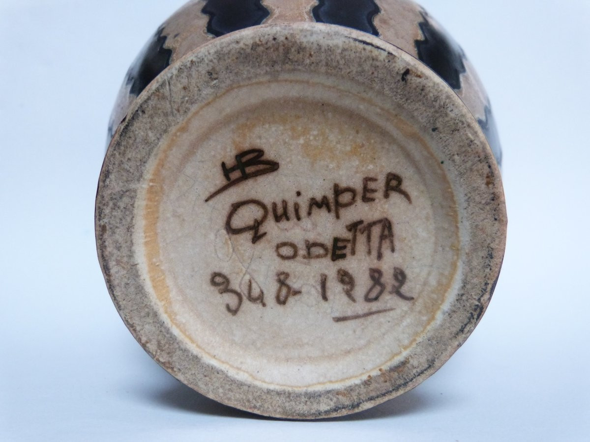 Art Deco Sandstone Vase From Quimper Henriot Odetta -photo-1