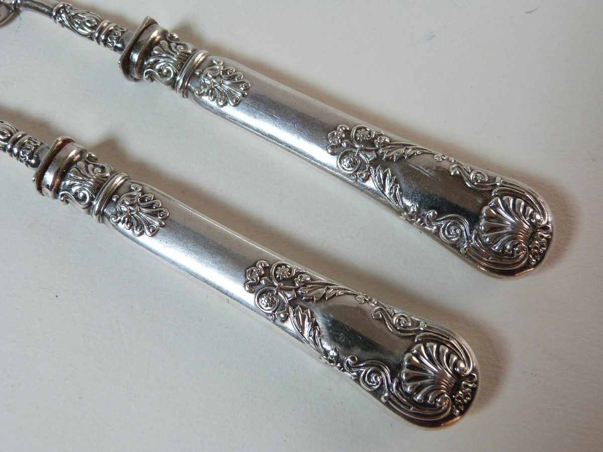Silver Plated Hors d'Oeuvres Or Foie Gras Serving Cutlery, Restoration Period -photo-2