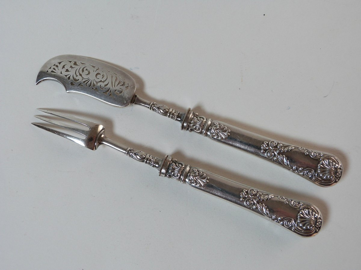 Silver Plated Hors d'Oeuvres Or Foie Gras Serving Cutlery, Restoration Period -photo-4