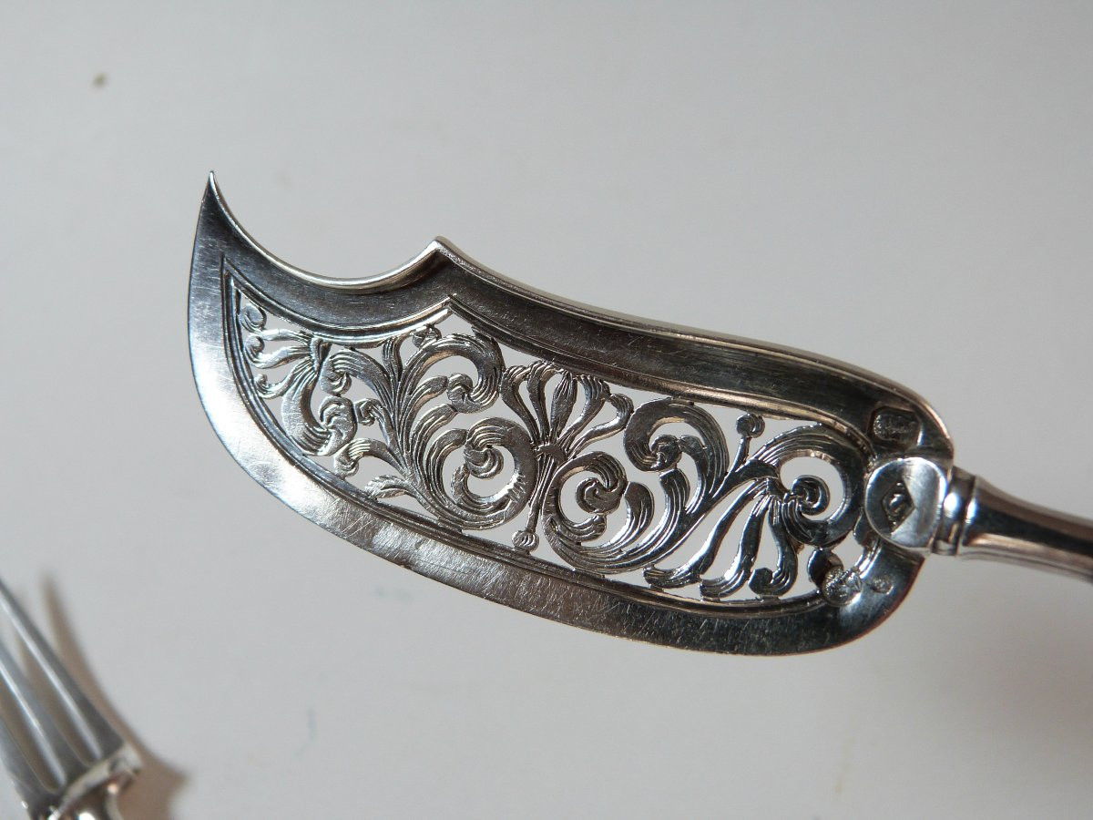 Silver Plated Hors d'Oeuvres Or Foie Gras Serving Cutlery, Restoration Period -photo-3