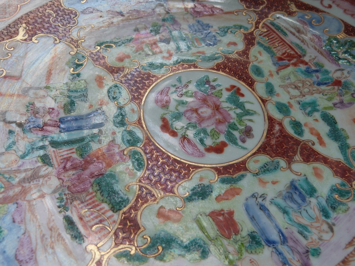 Grand Plat En Porcelaine De Chine Compagnie Des Indes Rouge De Fer XVIIIeme-photo-3