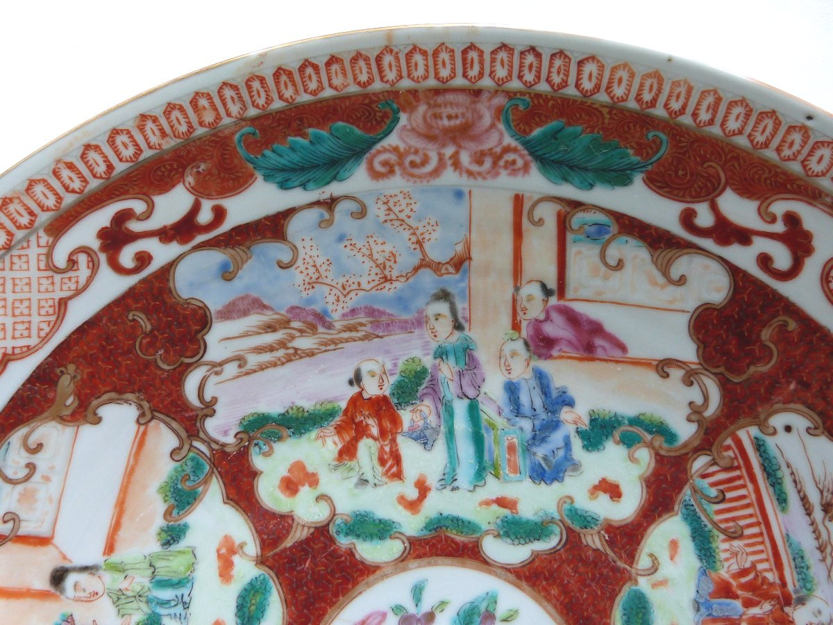 Grand Plat En Porcelaine De Chine Compagnie Des Indes Rouge De Fer XVIIIeme-photo-2