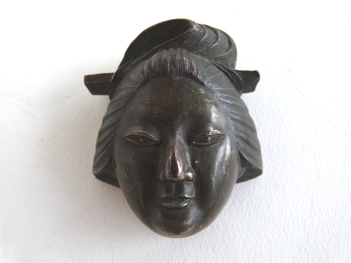 Tête De Femme Okimono Netsuke Japon Période Meiji -photo-2