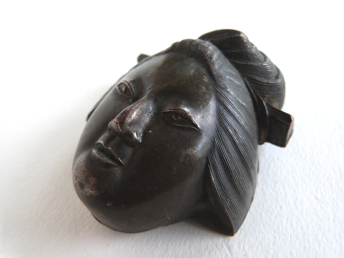 Tête De Femme Okimono Netsuke Japon Période Meiji -photo-4