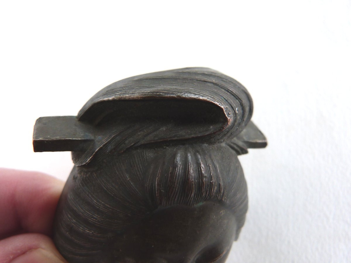 Tête De Femme Okimono Netsuke Japon Période Meiji -photo-6
