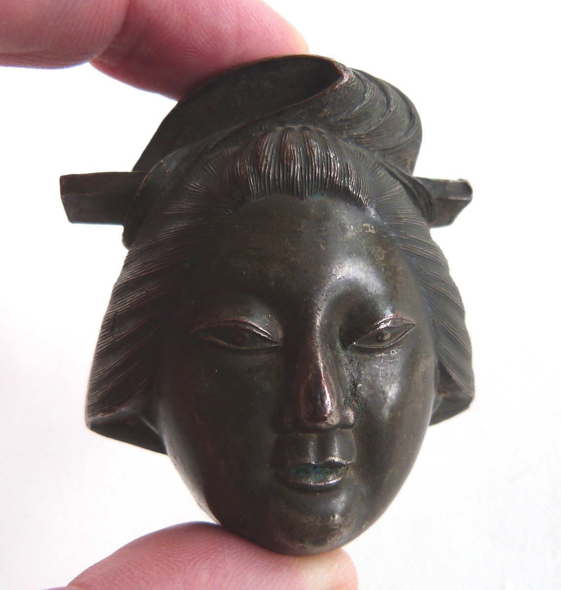 Tête De Femme Okimono Netsuke Japon Période Meiji 