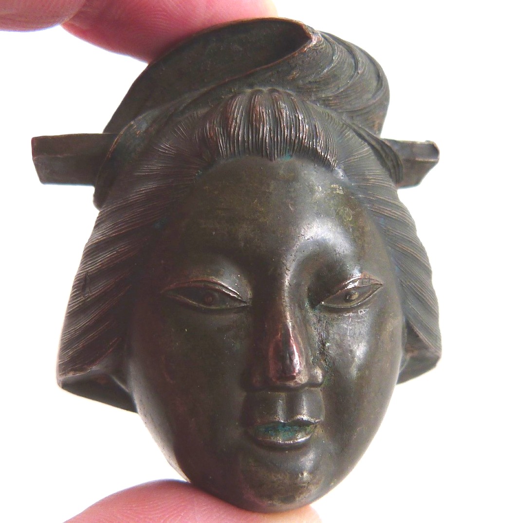 Woman's Head Okimono Netsuke Japan Meiji Period 