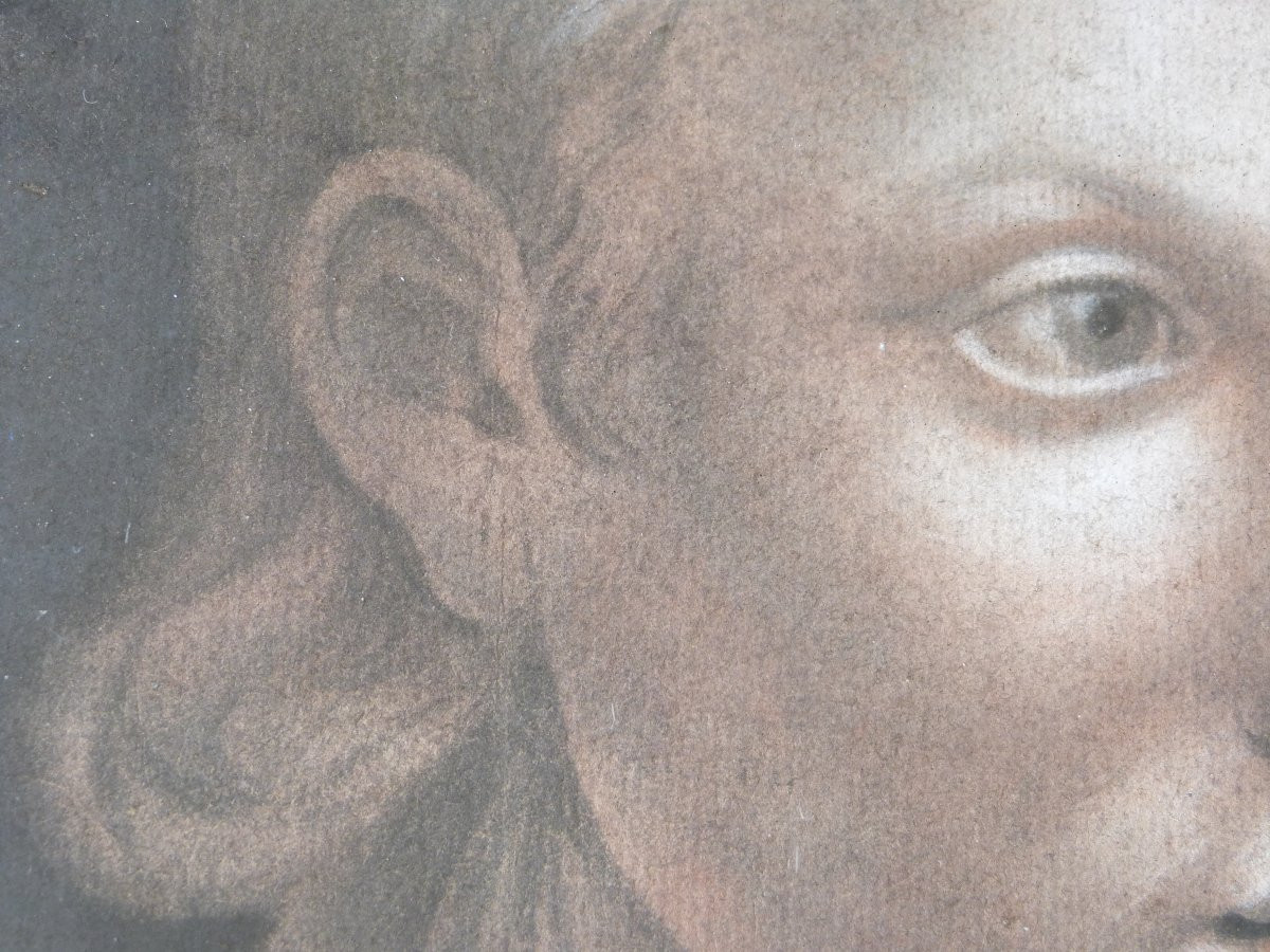Late 18th Century Pastel Portrait Of A Young Boy In A Louis XVI Sculpted Frame-photo-2