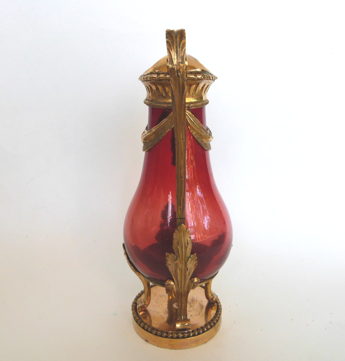 Small Ewer Cruet In Chiseled Gilt Bronze And Blown Glass, 18th Century -photo-4