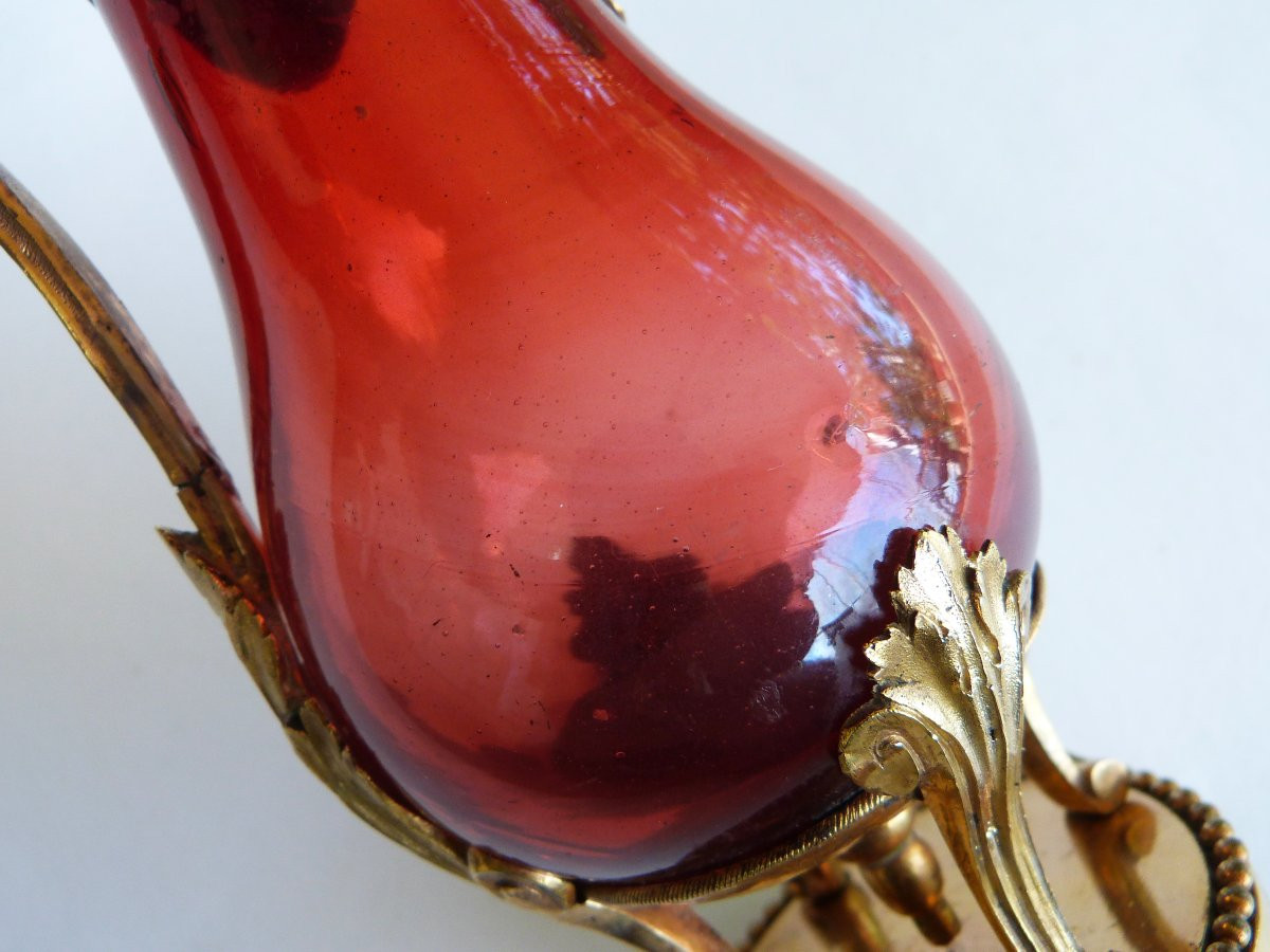 Small Ewer Cruet In Chiseled Gilt Bronze And Blown Glass, 18th Century -photo-7