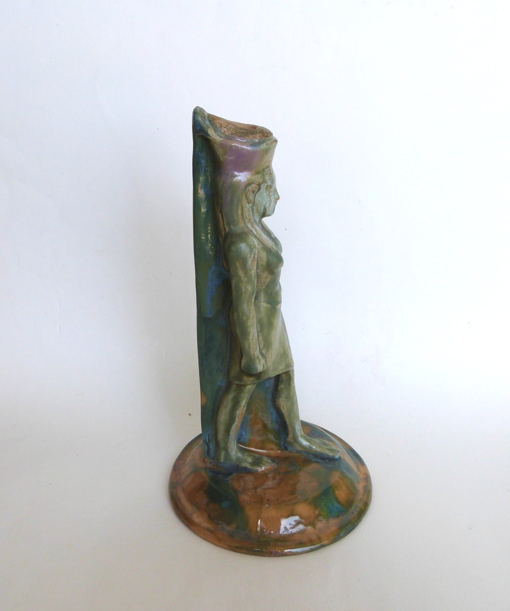Alfred Renoleau rare sculpture d'après l'Egypte antique grès flammé -photo-3