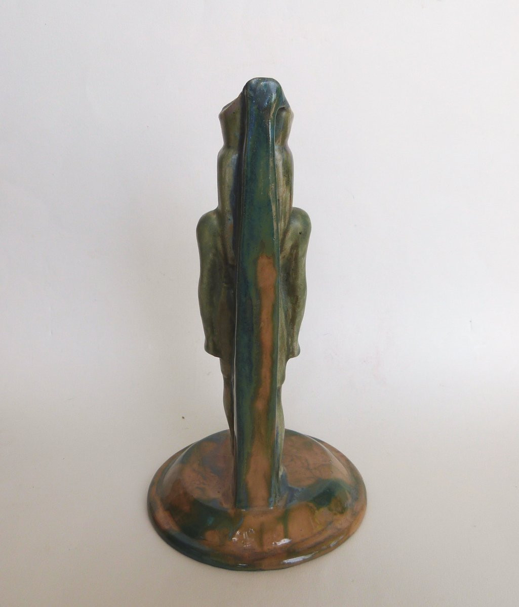 Alfred Renoleau rare sculpture d'après l'Egypte antique grès flammé -photo-4