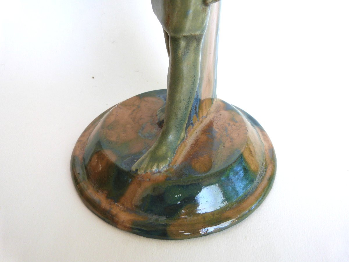 Alfred Renoleau rare sculpture d'après l'Egypte antique grès flammé -photo-3