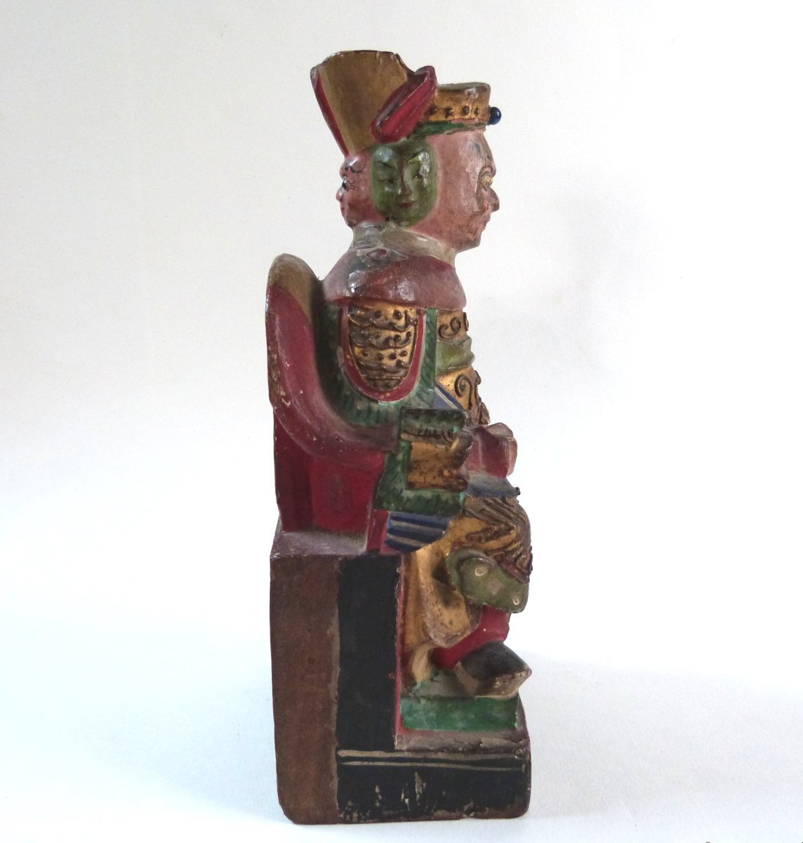 Statuette de dignitaire en bois sculpté Chine XIXeme -photo-2