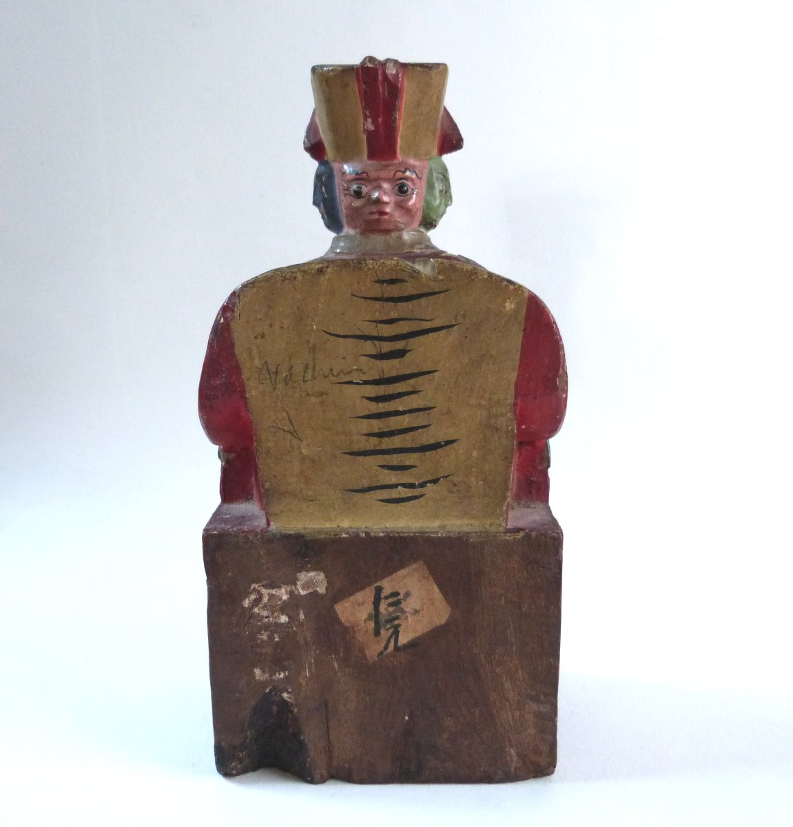 Statuette de dignitaire en bois sculpté Chine XIXeme -photo-4