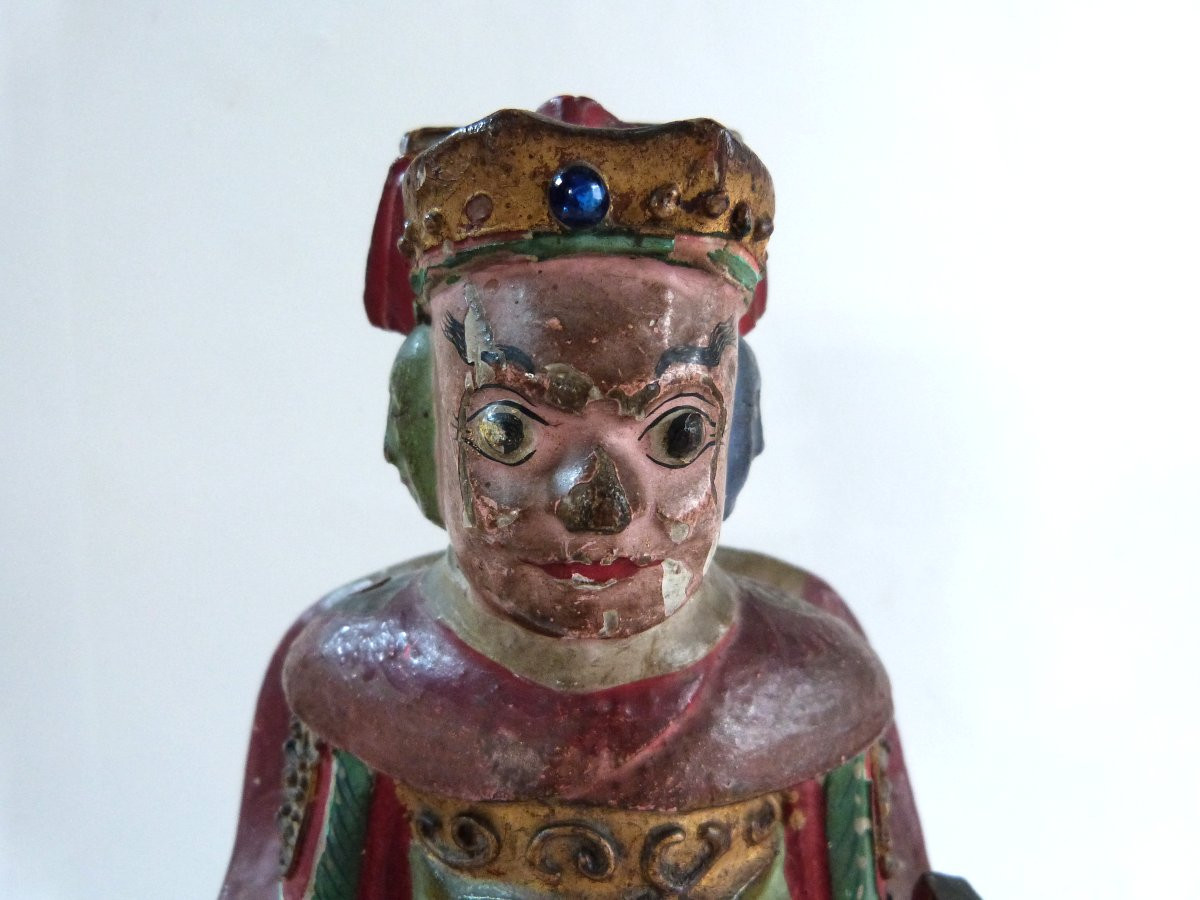 Statuette de dignitaire en bois sculpté Chine XIXeme -photo-1