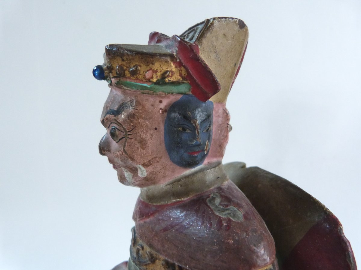 Statuette de dignitaire en bois sculpté Chine XIXeme -photo-3