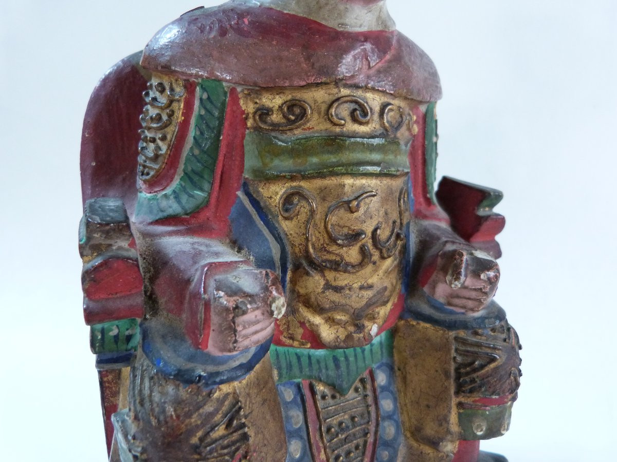 Statuette de dignitaire en bois sculpté Chine XIXeme -photo-5