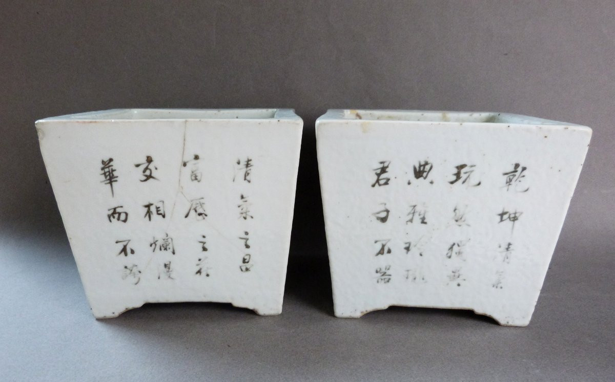 Pair Of Chinese Porcelain Planters, 19th Century, Qianjiang Cai Decor -photo-2