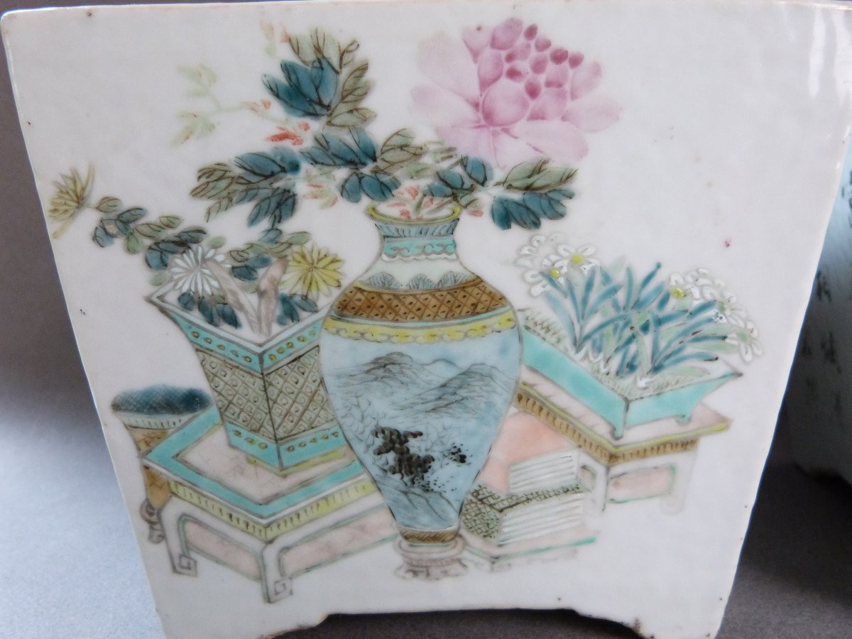 Pair Of Chinese Porcelain Planters, 19th Century, Qianjiang Cai Decor -photo-3