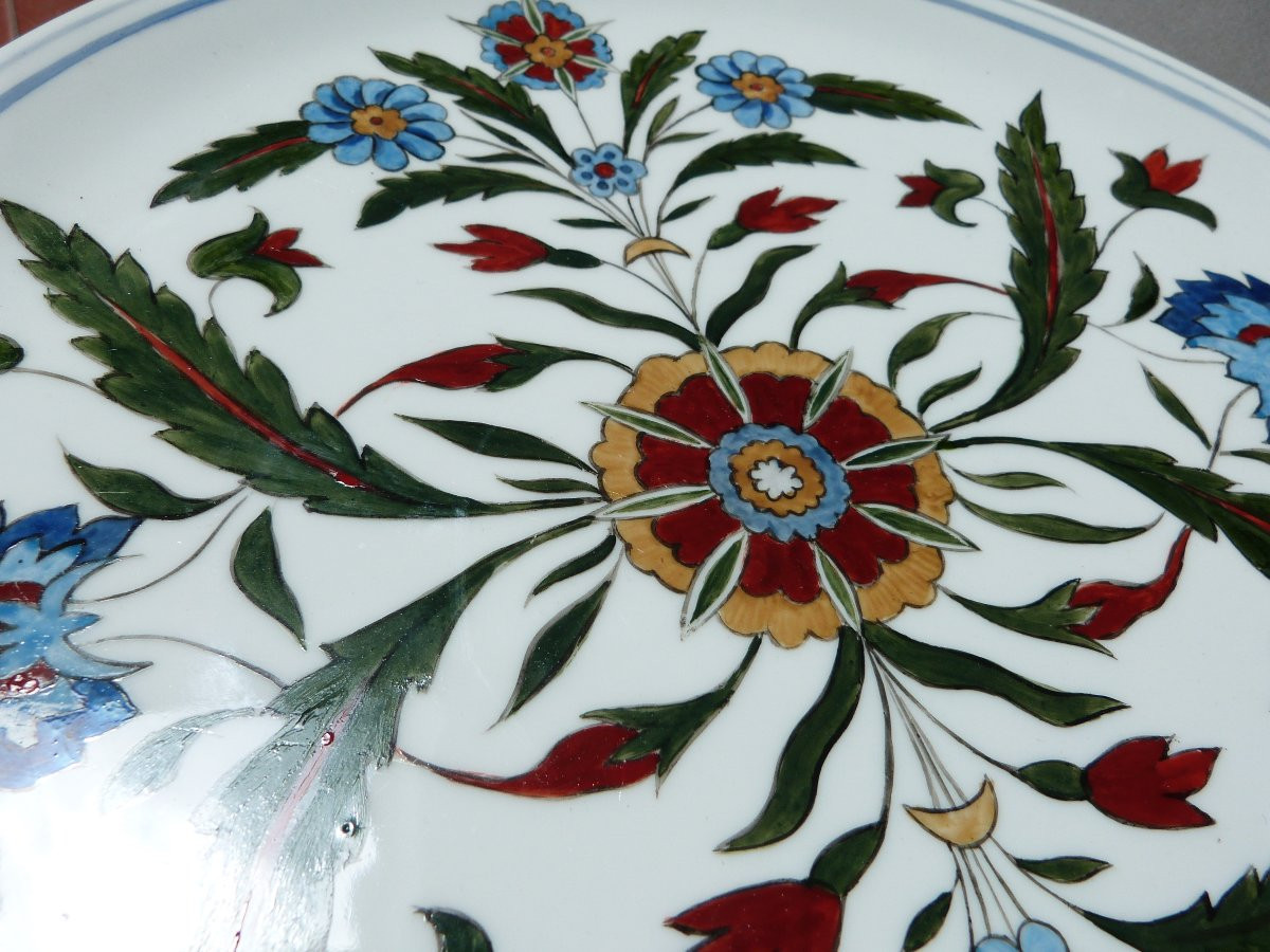 Large Porcelain Dish With Iznik-inspired Decor Dated 1887-photo-4
