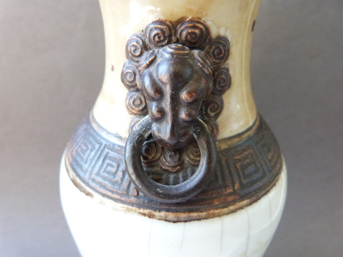 19th Century Chinese Nanking Porcelain Vase, Cracked Ge -photo-1