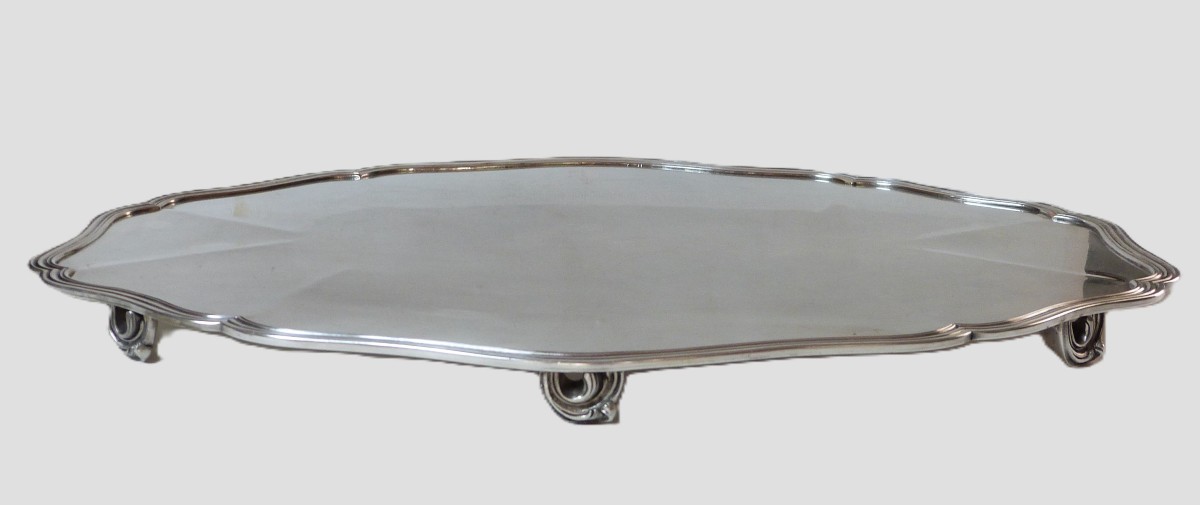 grand surtout de table en bronze argenté fin XIXeme début XXeme de style rocaille