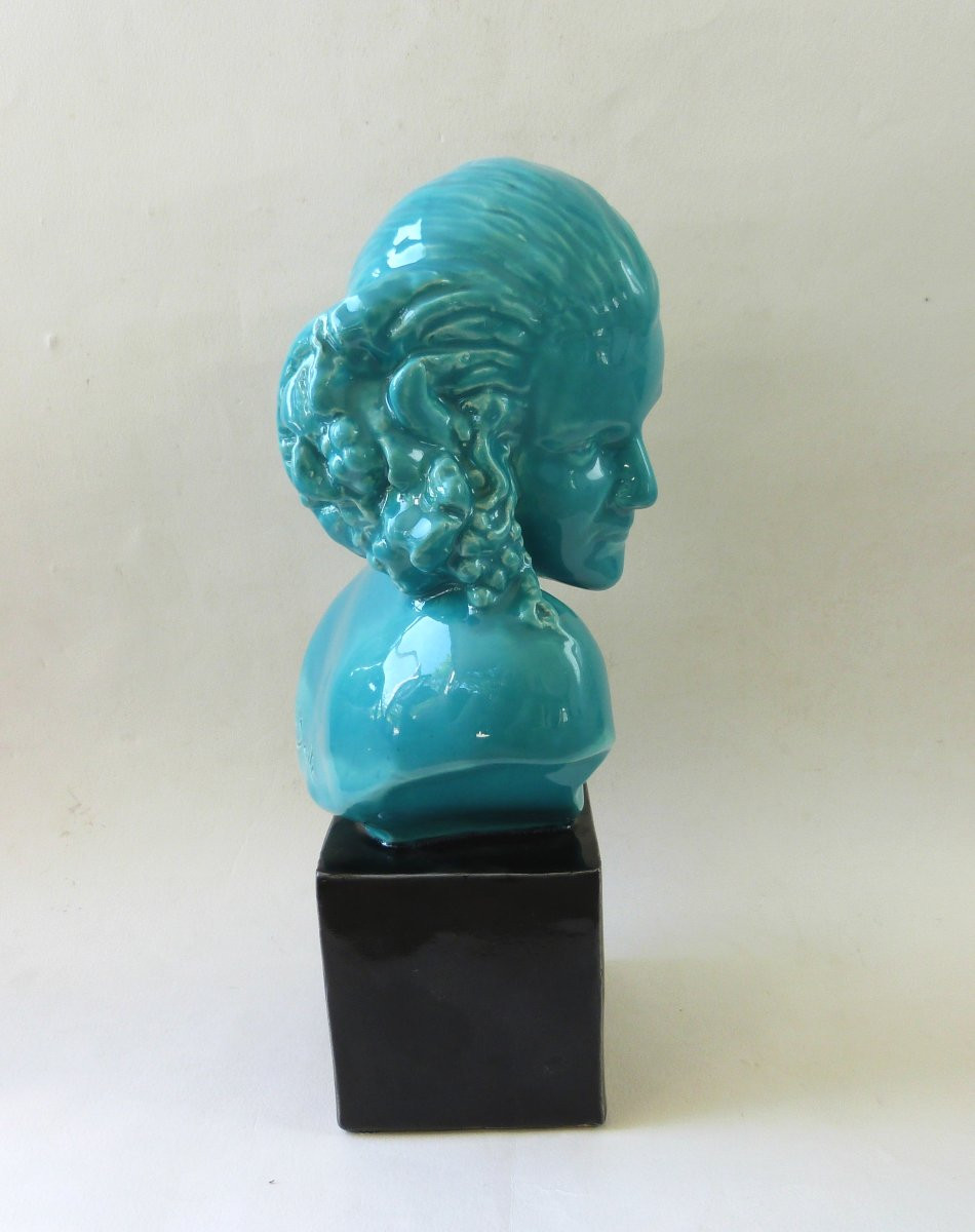 Real del Sarte sculpture buste en terre cuite émaillée Faunesse art déco Sèvres -photo-3