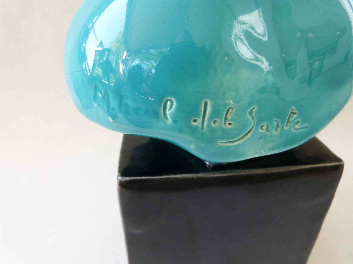 Real del Sarte sculpture buste en terre cuite émaillée Faunesse art déco Sèvres -photo-2